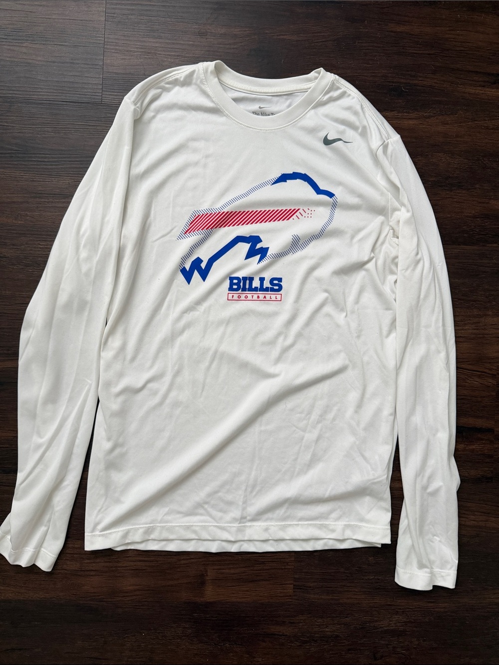 Nike White Buffalo Bills Long-Sleeve Logo Shirt